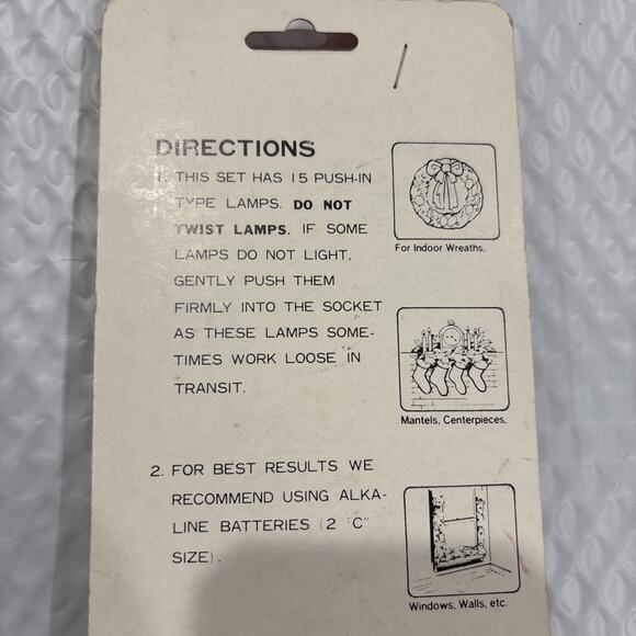 Vntg Kmart Battery Operated 15 Tiny Bulb String Wreath Christmas Lights - Picture 6 of 9